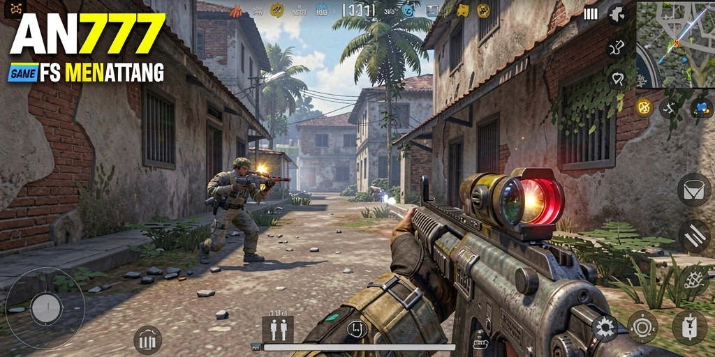 Gameplay menegangkan AN777 dengan aksi tembak-menembak seru.