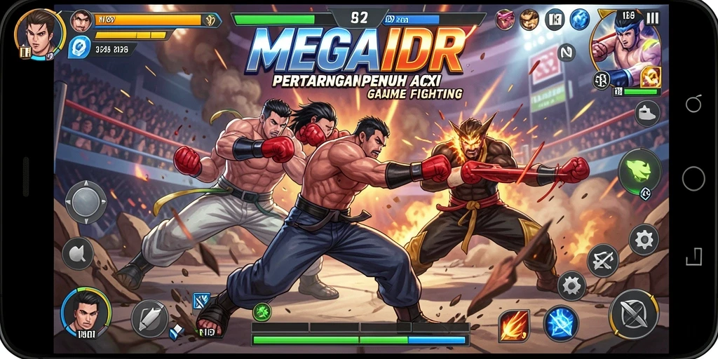 Tampilan gameplay Fighting yang mendebarkan di MEGAIDR.