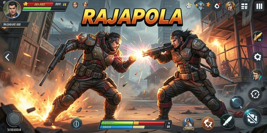 Tampilan seru dari gameplay <strong>RAJAPOLA</strong> saat beraksi melawan musuh.