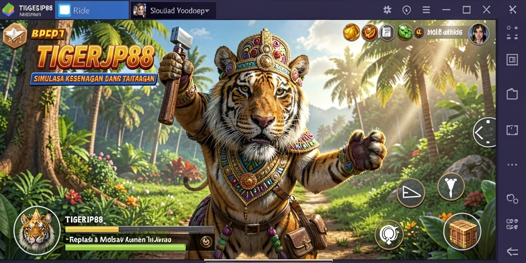 Tampilan gameplay menarik dari TIGERJP88 dengan berbagai aktivitas dan karakter.