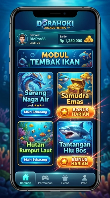 Tampilan antarmuka dorahoki yang sederhana dan menarik.